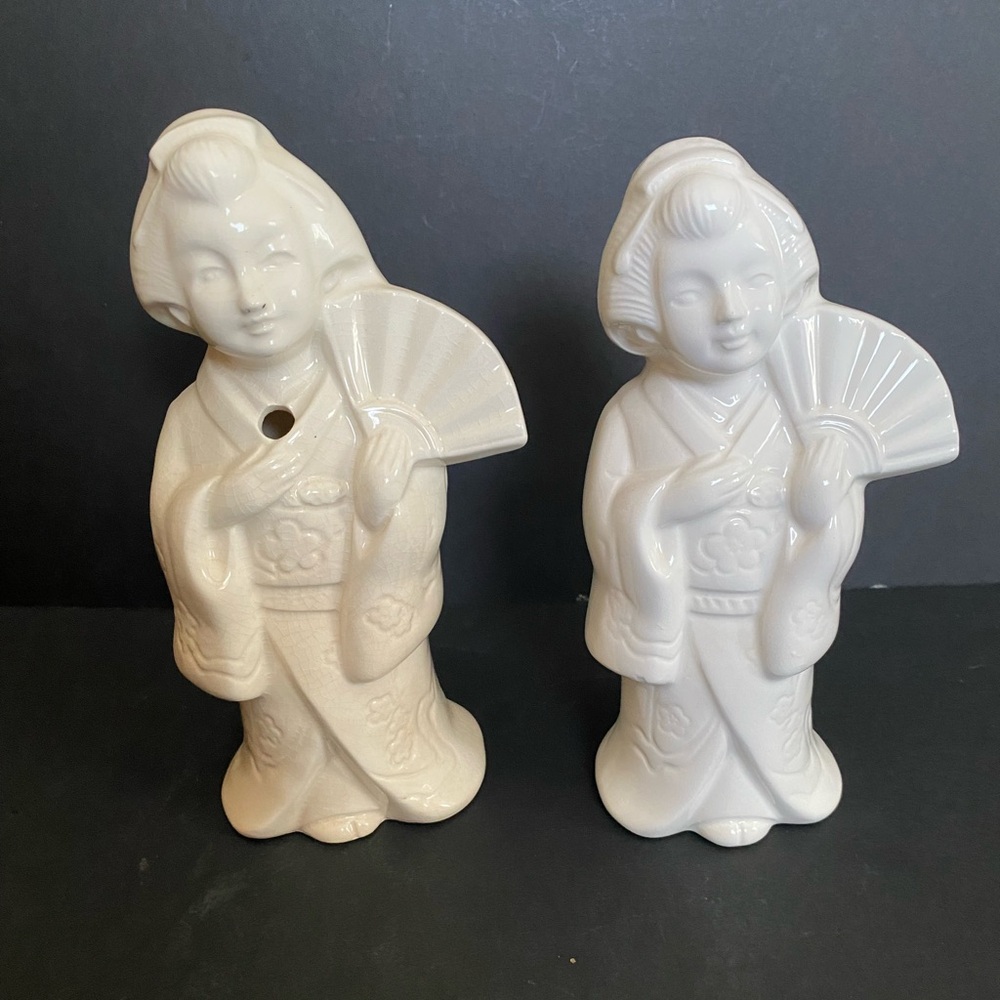VTG Benihana Japanese Kimono Geisha Girl Porcelain Planters / Figurines/ Vases